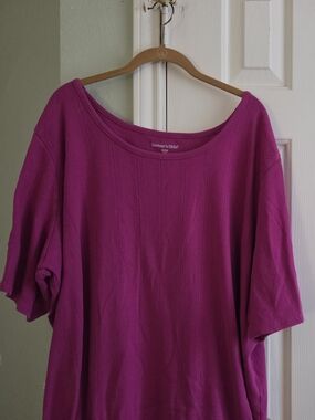 Woman Within Magenta Short-Sleeve Scoop Neck Tee